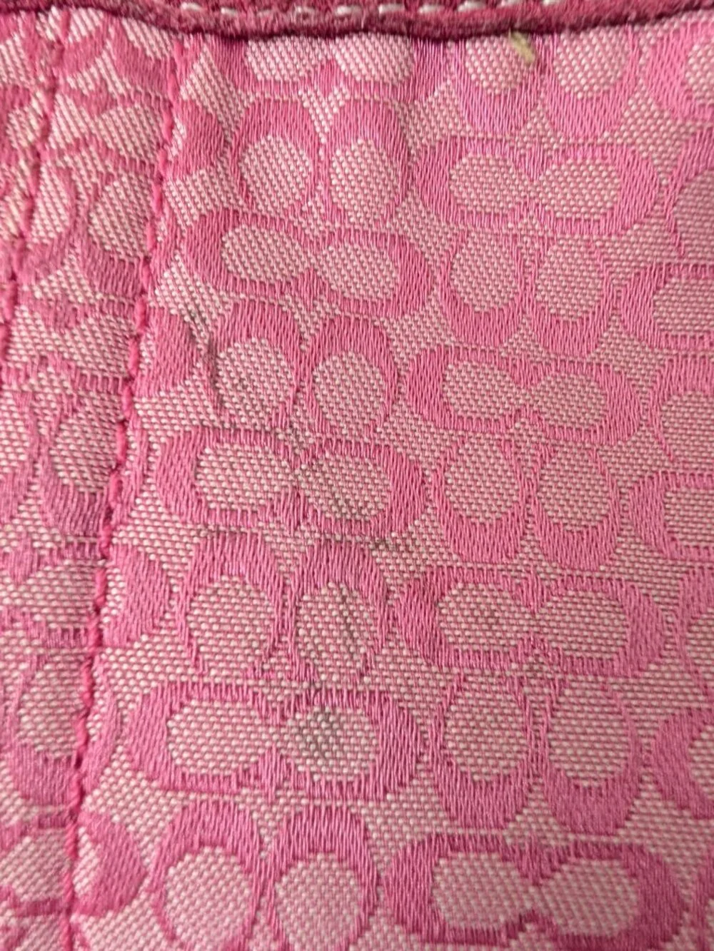 Vintage Coach 6351 Pink Hobo Signature Suede Shoulder Bag